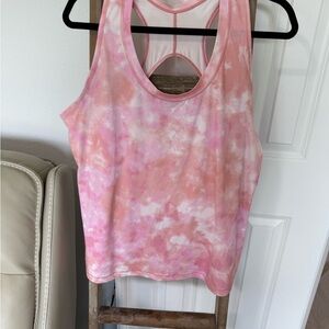 Athleta Pink and White Tie-Dye Tank Top